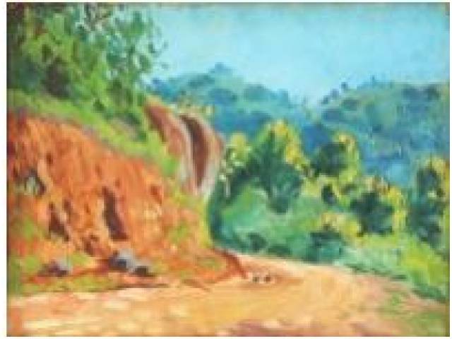 Aldo Bonadei óleo sobre tela colada sobre madeira 23 x 31 cm “Paisagem”