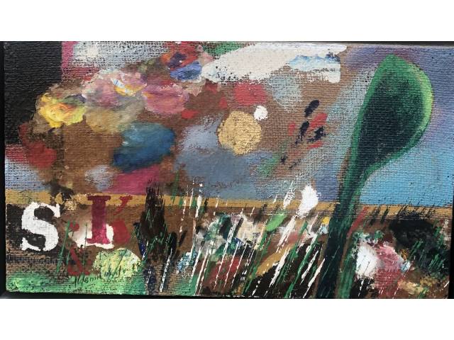 Aldemir Martins óleo sobre tela 27 x 46 cm "Paisagem" assinada CIE datada 1981