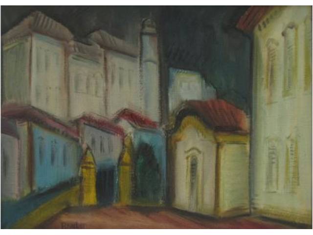 Carlos Bracher óleo sobre tela 73 x 54 cm "Lateral de São Francisco de Assis" ass. verso ano  maio de 1985 ouro preto