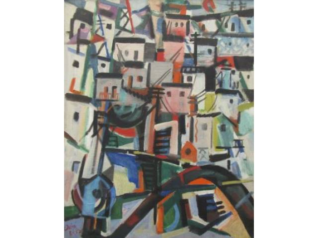 Inimá de Paula óleo sobre tela 92 x 72,5 cm "Favela Rio" datada 1957