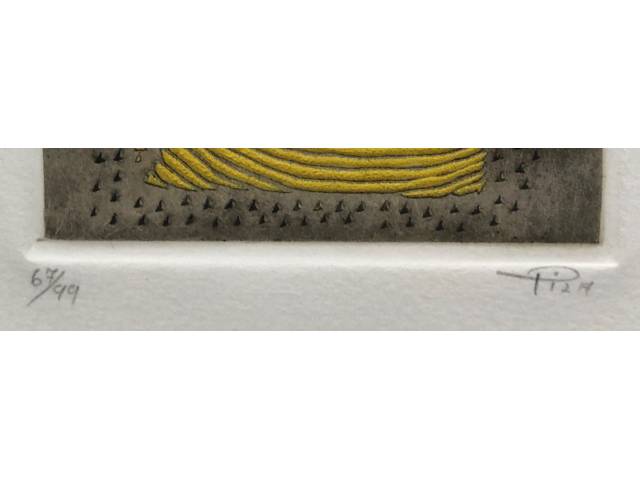Arthur Luiz Piza gravura em metal 32 x 24 cm "Sem Título" assinada CID tiragem 67/99