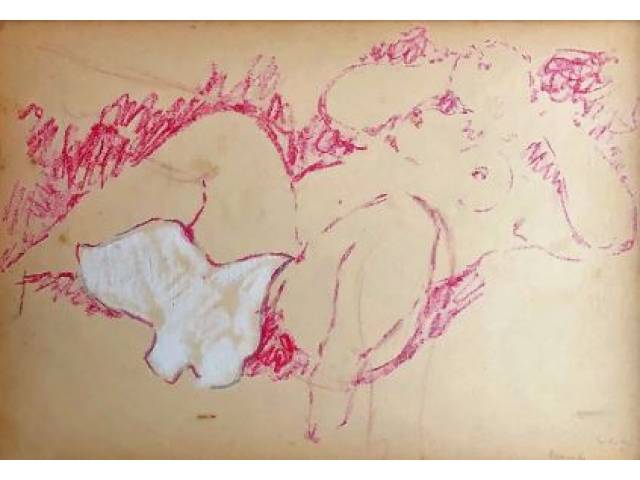 Milton da Costa técnica mista 22 x 31 cm " Mulher" ass. CID ano 1963