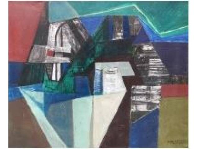 Roberto Burle Marx óleo sobre tela 81 x 100 cm "Abstração" assinada e datada CI 1975