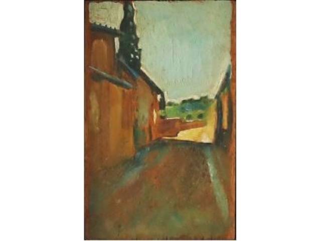 Aldo Bonadei óleo sobre madeira 14 x 8,5 cm “Arreadores de Florença” Com certificado de Soraia Cals Escritório de Arte