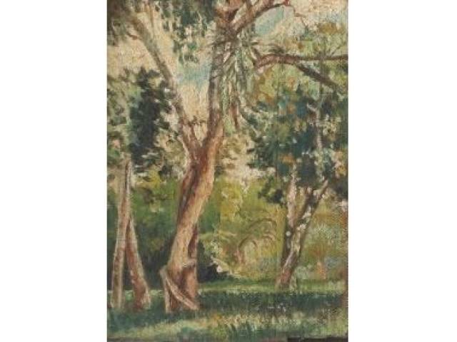 Aldo Bonadei óleo sobre tela 16,5 x 12 cm “Paisagem” Com certificado de Soraia Cals Escritório de Arte