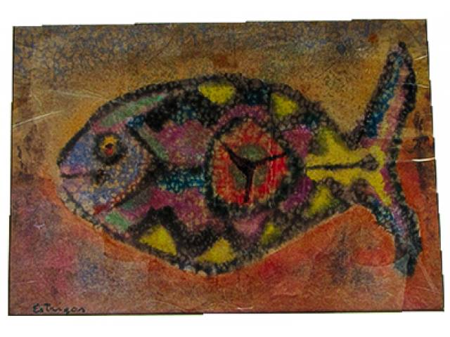 Estrigas técnica mista sobre papel 23 x 15 cm "Sem título" assinada CIE e datada 1969