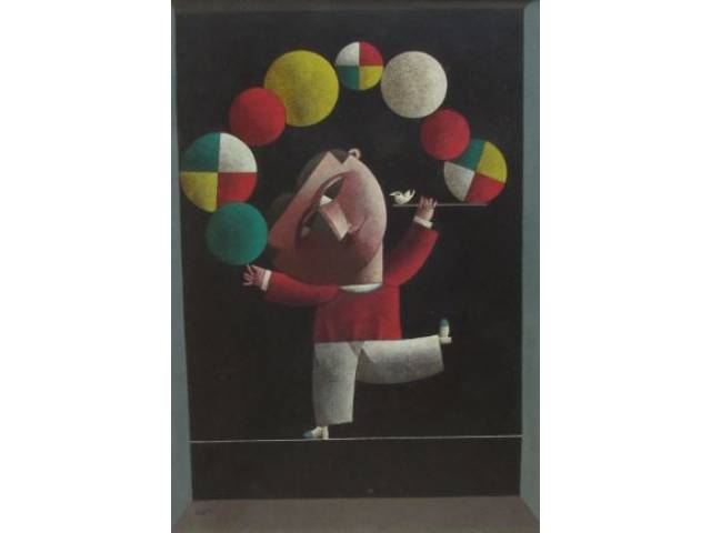 Inos Corradin - óleo sobre Tela 68 x 48 cm "Pequeno Equilibrista" ass.CIE e Verso