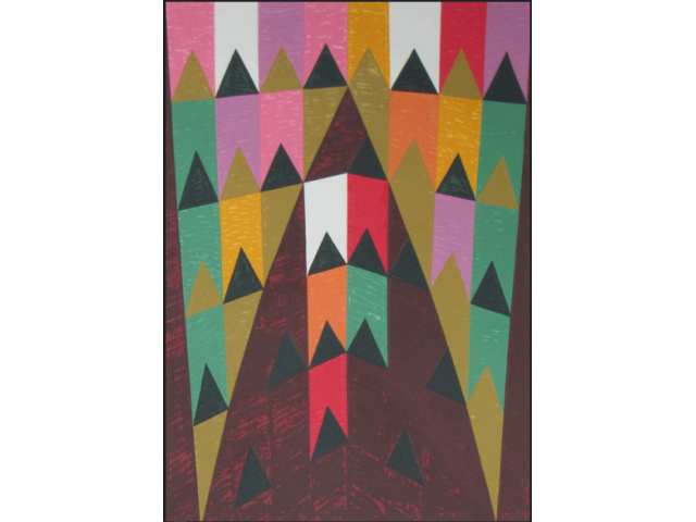 Alfredo Volpi gravura 95 x 64 cm "Sem título" ass. CID