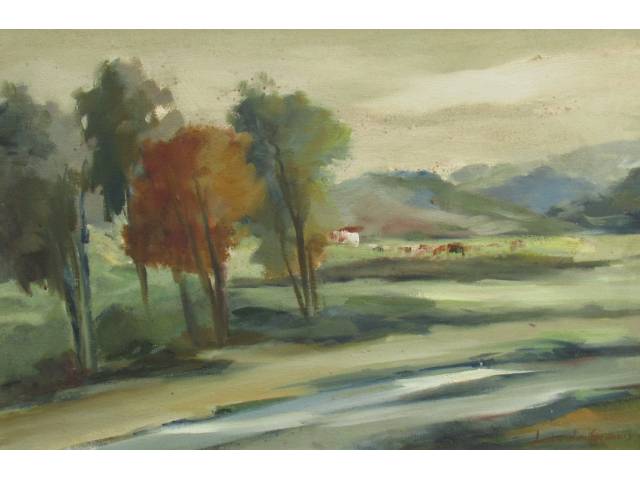 Leila de Sarquis óleo sobre tela 40 x 60 cm "Paisagem" assinada CID