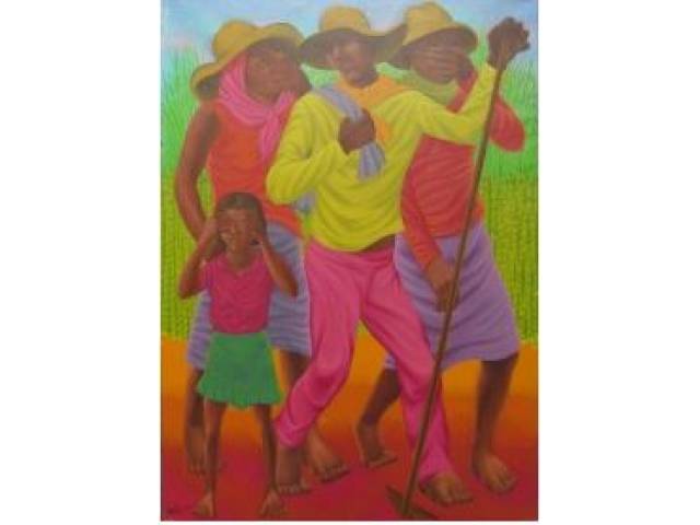 Gontran Guanaes Netto óleo sobre tela 109 x 79 cm intitulada "Canne de Surre II" assinada e datada CIE e verso 1984