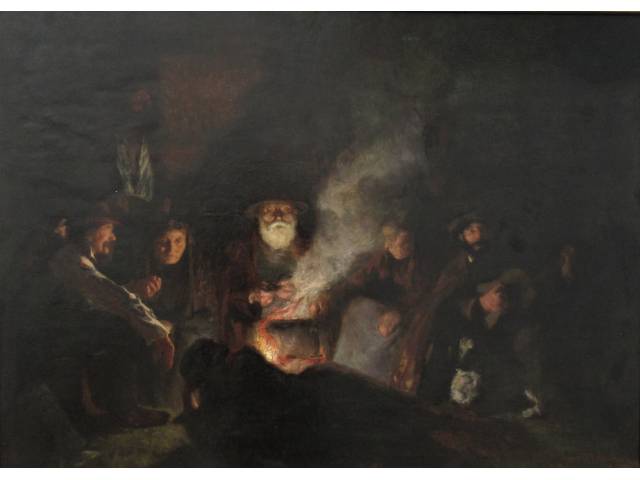 Henri Marchal óleo sobre tela 87 x 121cm "Compement de Bohemiens" assinada e datada CID 1903 - França