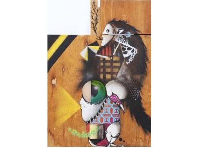 Gen Duarte técnica mista sobre madeira 98 x 68 cm “Sem Título” ass. superior direito