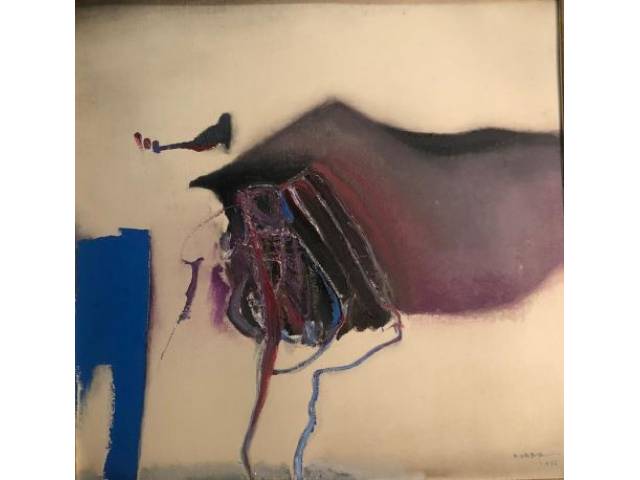 Manabu Mabe óleo sobre tela 55 x 55 "Sem título" assinada CID e datada 1976 obra já analisada pelo Projeto Mabe