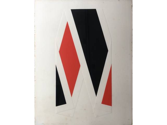 Omar Rayo gravura em metal 76x57cm intitulada "Origami VII" assinado CIE P.A