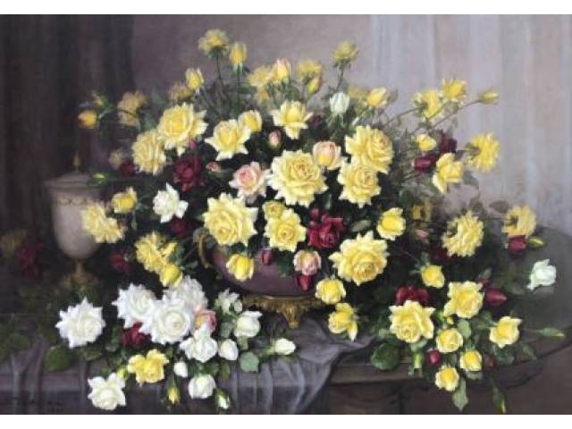 S.Takaki óleo sobre tela 70 x 100 cm "Flores" ass. CIE 1992