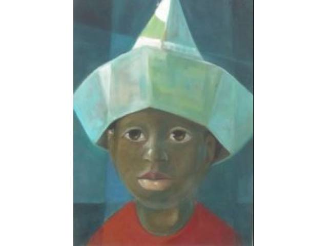 Harry Elsas óleo sobre tela 63 x 44 cm "Menino com Chapeu" ass. CSD ano 1979