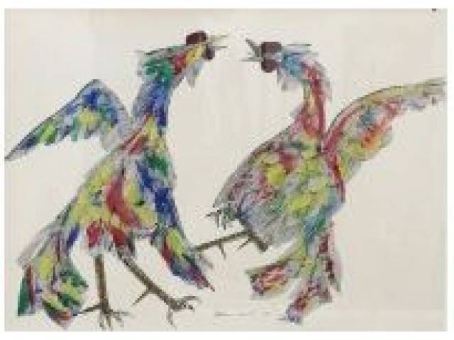 Aldemir Martins Nanquim e guache sobre papel 52 x 70 cm “Briga de Galo” ass. inferior central 1968