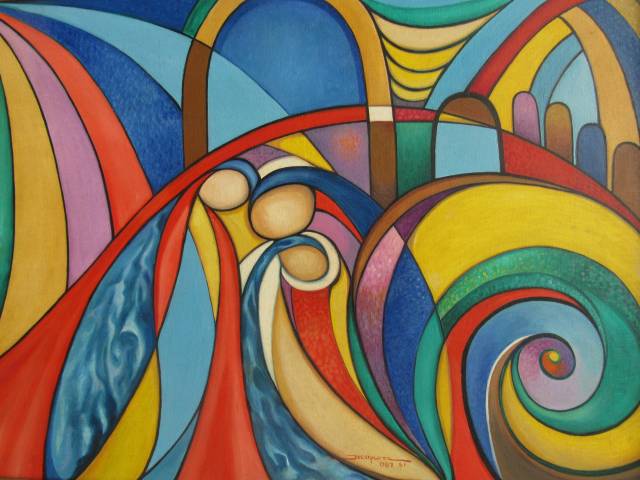 Jonas Mesquita óleo sobre tela 50 x 70 cm intitulada "Emersões Dinâmicas" assinada CID e datada 1987 SP