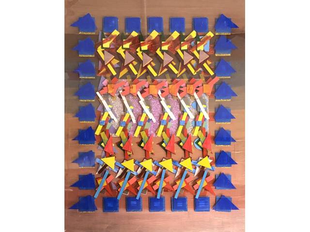 Fernando Correia técnica mista " Estudo de Padrão  65"80 x 60x 5 cm ass no verso  2020