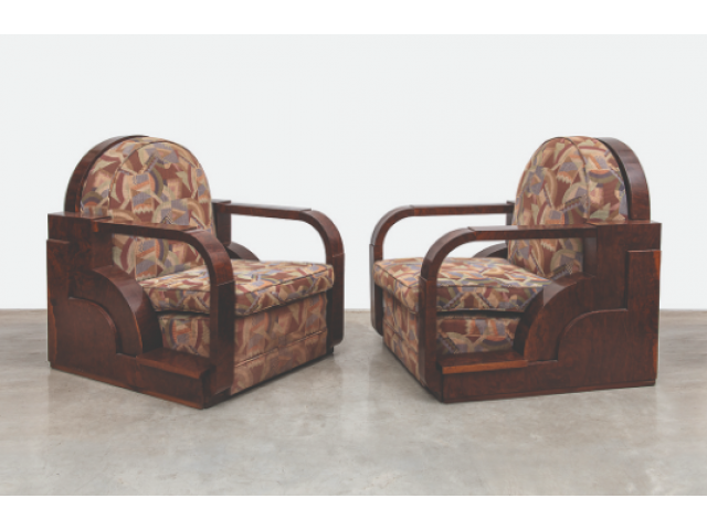 John Graz estrutura em madeira, 93 x 88 x 72 cm "Par de poltronas (Art Deco)" sem data