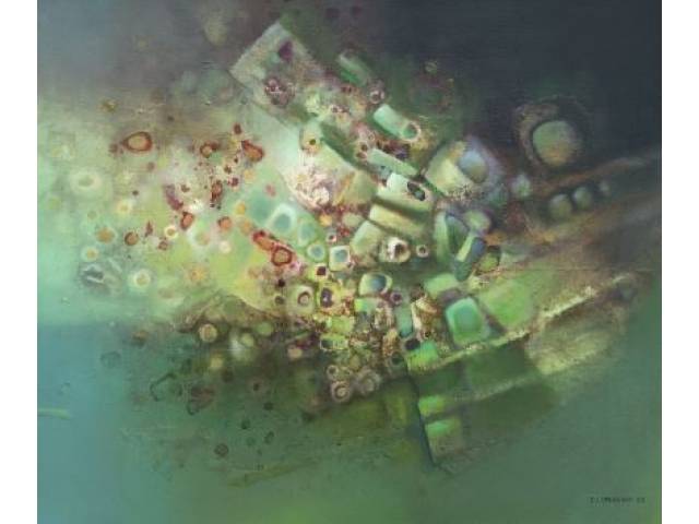 David Libeskind - óleo sobre tela 55 x 65 cm "Abstrato" ass. CID e verso datado Julho 1993 com etiqueta A galeria