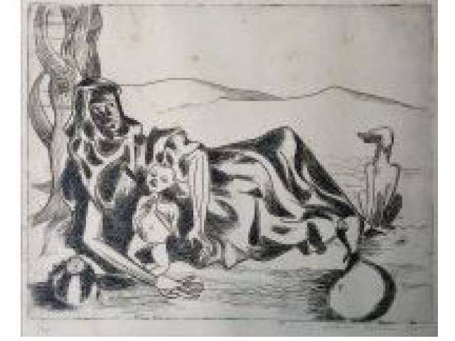Aldemir Martins Gravura 23 x 27 cm "Sem Titulo" ass. CID 1950  T 15/30