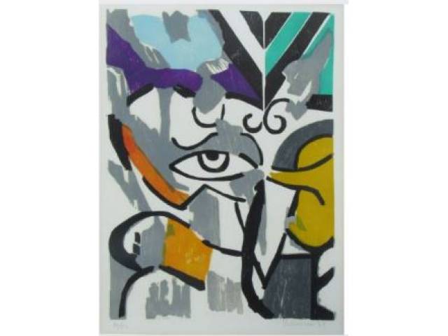 Aldo Bonadei xilogravura 55 x 40 cm "Sem Título"  ass. CID ano 1971 T. 40/80