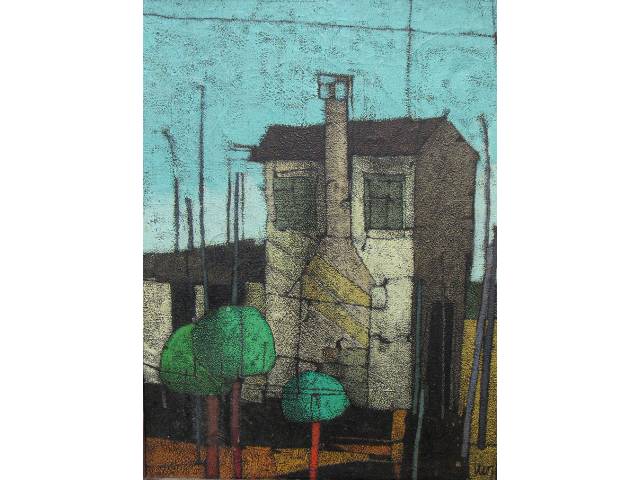 Inos Corradin óleo sobre tela 60 x 45 cm "Sem título" assinada CID anos 70
