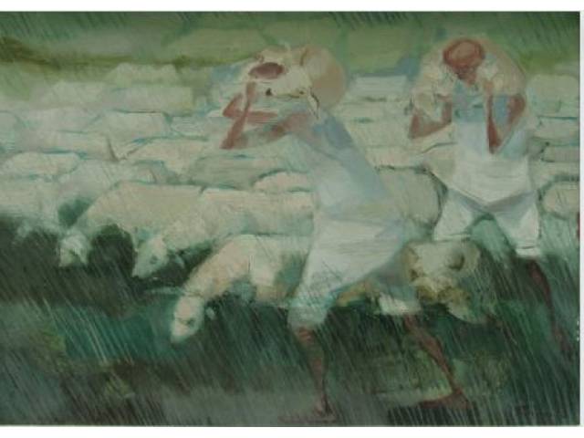 Enrico Bianco óleo sobre duratex 34 x 24 cm " Meninos com carneiros" ass. CID ano 1974  Acompanha certificado de autenticidade assinado pelo próprio artista