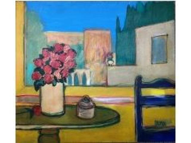 David Dalmau acrílica sobre tela 90 x 100 cm “O Vaso de Flor” ass. CID
