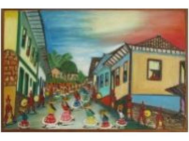 Zizi Sapateiro (J.R. Santos ) óleo sobre tela 39 x 57 cm "Festa Popular" assinada CID