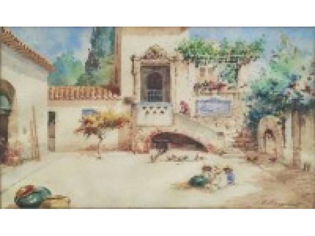 Felisberto Ranzini aquarela sobre cartão 26 x 38 cm “Vila” ass. inferior direito 1921