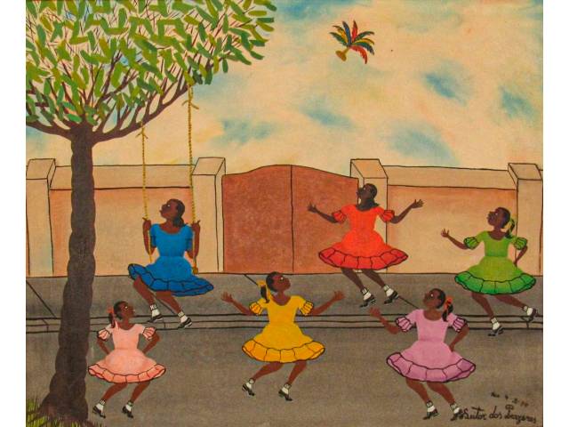 Heitor dos Prazeres  Óleo sobre tela 54 x 65 cm "Sem Título " Assinada e datada CID e verso 4/2/1966, obra analisada pelo filho do artista .
