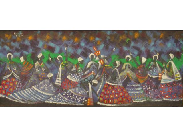 Kennedy Bahia Óleo sobre tela 60 x 140 cm "As Baianas" Ass CSE. e datada verso 1976