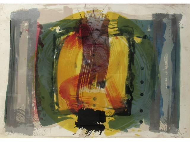 Carlos Vergara litografia 65x95 cm "Sem titulo " ass. CID tiragem. 74/74 ,com cachê da empresa Mckinsey, no verso . Obs:pequeno detalhe na moldura