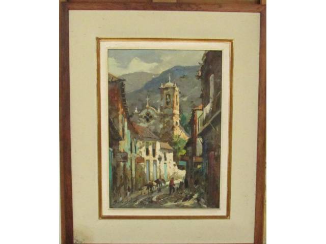 Durval Pereira óleo sobre eucatex  45 x 30 cm “Oura Preto” ass. CIE e datado1970