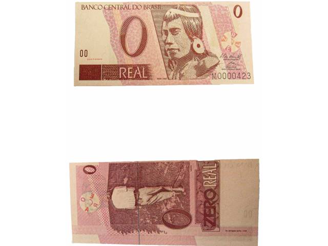 Cildo Meireles Zero Real impressão offset sobre papel moeda 6,5 x 14,4 cm ass CID e datado 2019, sem moldura n° 423 Tiragem 11.999 Acompanha Certificado de Autenticidade emitido pelo artista