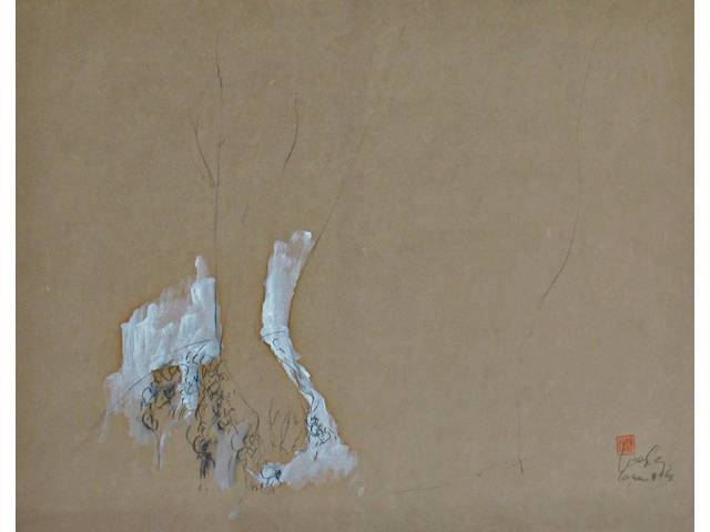 Wesley Duke Lee lápis e aquarela sobre papel 48 x 66 cm "Sem Título" assinada CID e datada 1963