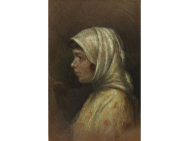 Guerrino Grosso Guache 45 x 30 cm "Figura Feminina com lenço" Assinada CID