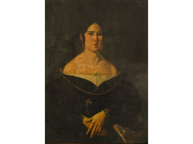Pintor Europeu óleo sobre tela 75 x 55 cm "figura feminina" obra não assinada .acompanha declaração do museu do prado, Espanha  mencionando que é do anos 30  do século XIX