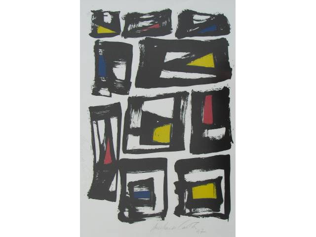 Amilcar de Castro litografia sobre papel timbrado 47 x 70 cm “Sem título”  ass. CID e CIE 1997 t.19/35