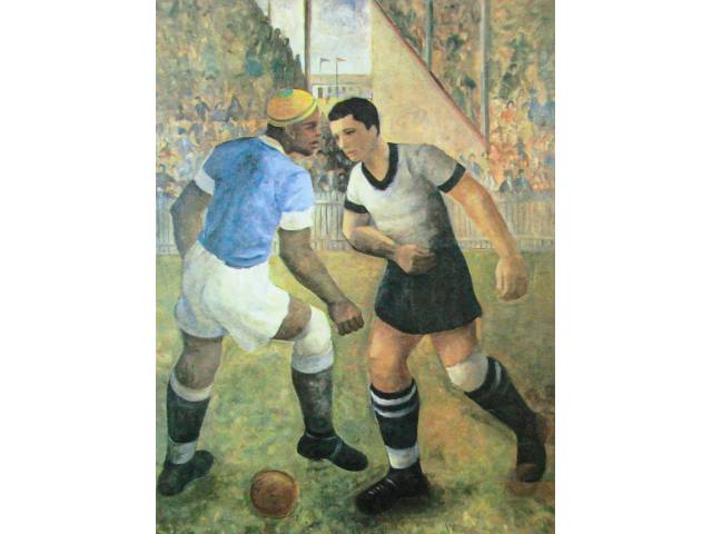 Francisco Rebolo reprodução fine art  25,7 x 36,3 cm intitulada "Futebol" ass CID datada 1936 tiragem 215/300, com Certificado de Autenticidade emitido pelo Instituto F. Rebolo,  sem moldura