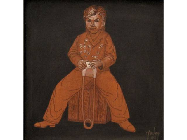 Mário Gruber óleo sobre tela 40 x 40 cm "Série Cobre'' ass CID e verso datado 2004