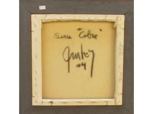 Mário Gruber óleo sobre tela 40 x 40 cm "Série Cobre'' ass CID e verso datado 2004