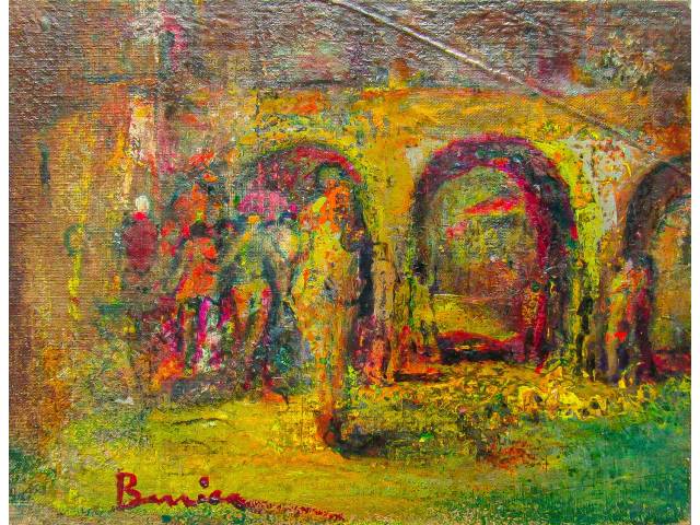 Barrica óleo sobre tela colado sobre placa 24 x 30 cm "Sem título" ass CIE