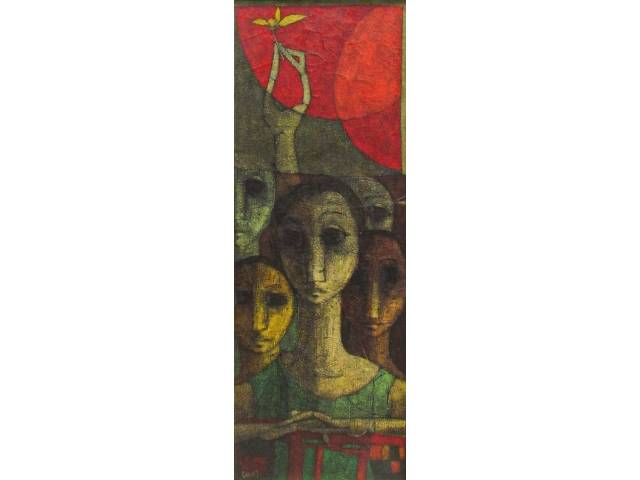 Inos Corradin óleo sobre tela 110 x 40 cm "Figuras femininas" ass CIE