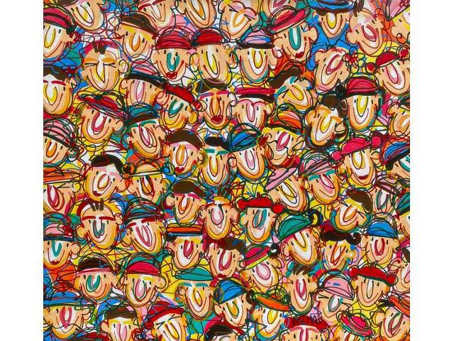 David Dalmau acrílica sobre tela 110 x 120 cm "Sem título" assinada CID