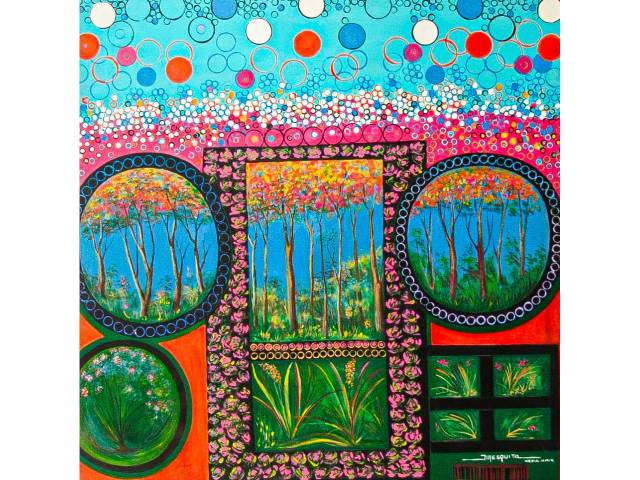 Jonas Mesquita óleo sobre tela 100 x 100 cm "Sem título" ass CID datada 2009