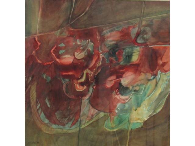 Alberto Texeira Aquarela sobre cartão 69 x 69 cm "Sem Titulo" ass CIE datado 1989