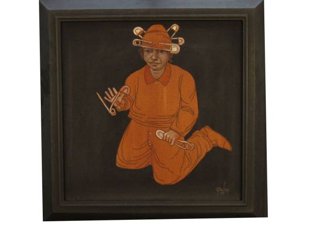 Mário Gruber óleo sobre tela 40 x 40 cm ''Série Cobre'' ass CID e verso datado 2004